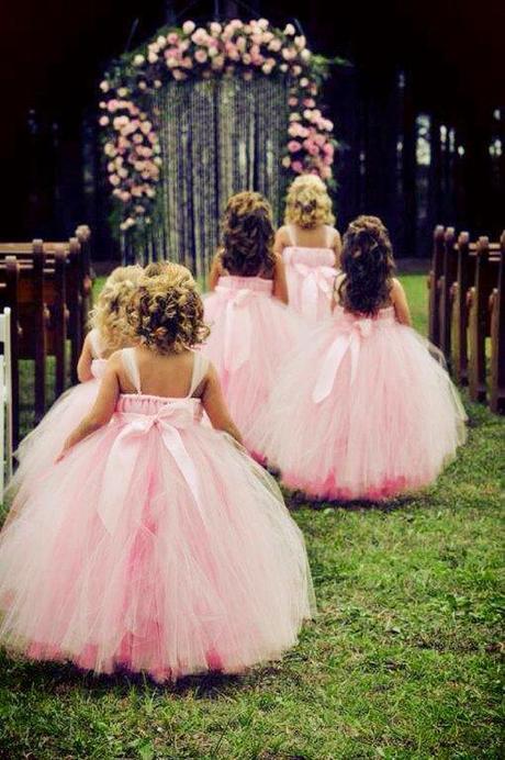 Pink tutu flower girl dress