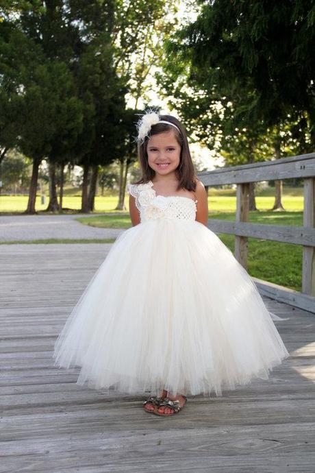 One shoulder flower girl dress