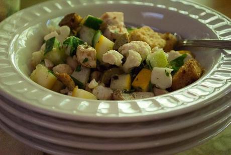 Cauliflower Chopped Salad with Croutons and Bacon Bits