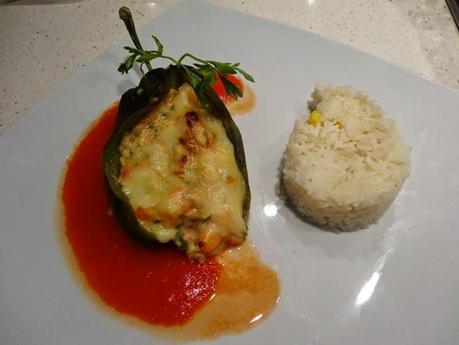 Chiles rellenos, or stuffed poblano peppers