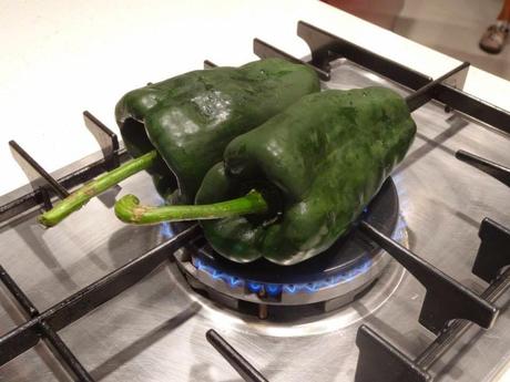 Roasting poblano peppers on the stovetop