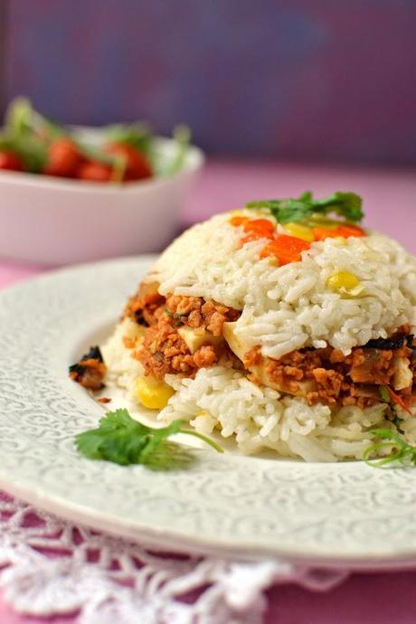 Vegetarian Arroz Tapado (Peruvian Rice & Soy Granules)