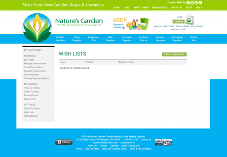 wishlists page on NG site