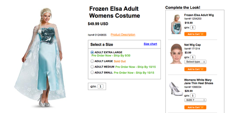 Disney Frozen Adult Elsa Costume