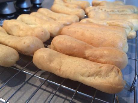freshly baked choux pastry eclairs long thin shape crunchy texture