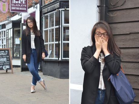 Daisybutter - UK Lifestyle and Fashion Blog: what i wore, uk fashion blogger, metallic shoes, duster coat, AW14, CHANEL jeans, longchamp le pliage tote
