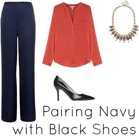 navy with black shoes