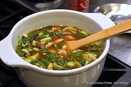 Spicy Chicken Bokchoy Arugula Soup
