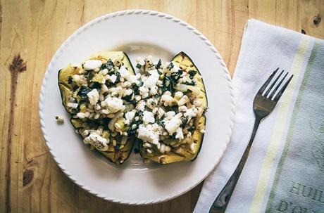 Acorn Squash with Barley and Goat Cheese