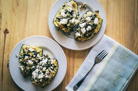 Acorn Squash with Barley and Goat Cheese