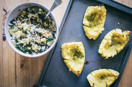 Acorn Squash with Barley and Goat Cheese