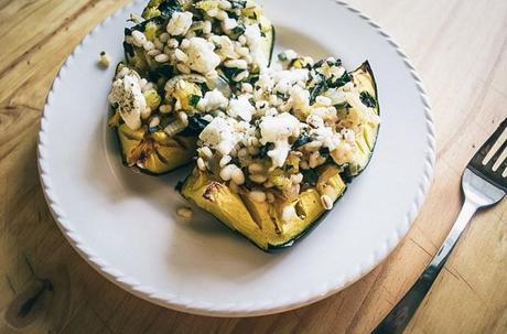 Acorn Squash with Barley and Goat Cheese