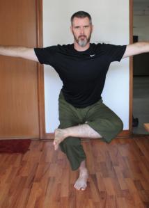 Version 1 begins and ends in Pranamasana (hands in prayer pose) With hands out to the side in between.