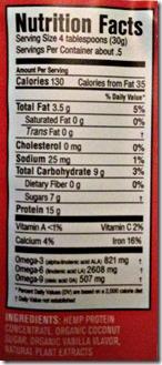 HempPro 70 Protein Shake Vanilla Ingredients