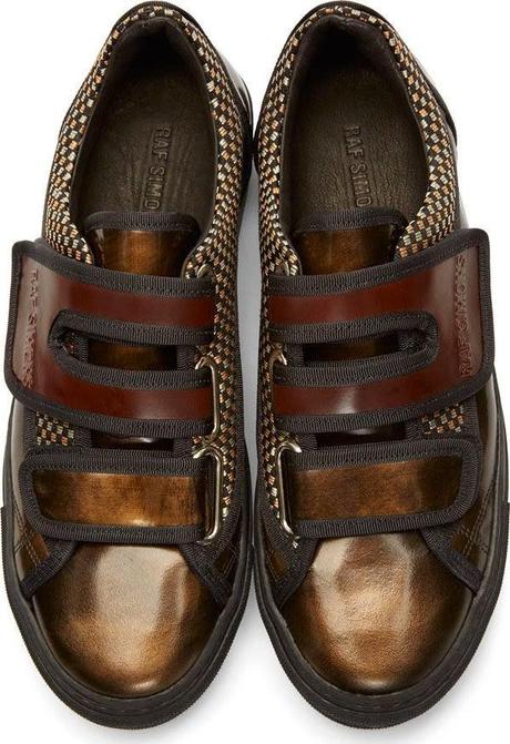 Raf's Copper Mood:  Raf Simons X Sterling Ruby Brown Leather Velcro Sneakers