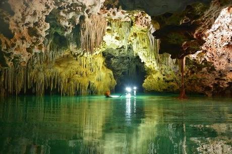 Swimming through the cavern of Rio Secreto