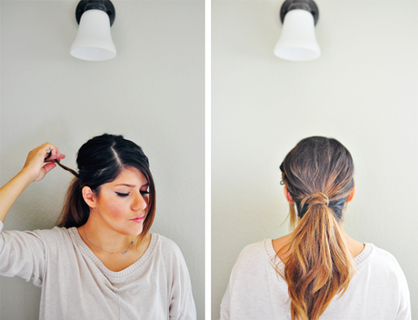 Messy Ponytail With An Accent Braid Tutorial