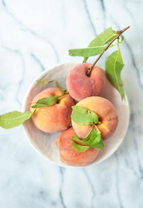 Roasted peaches with lemon verbena cream by Heart of Gold