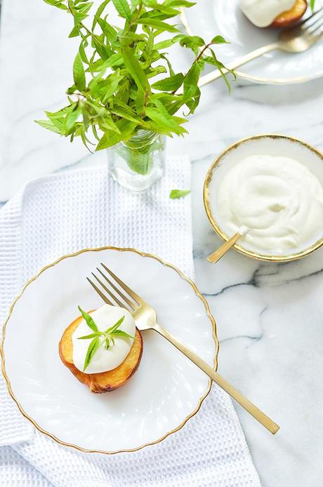 Roasted peaches with lemon verbena cream by Heart of Gold
