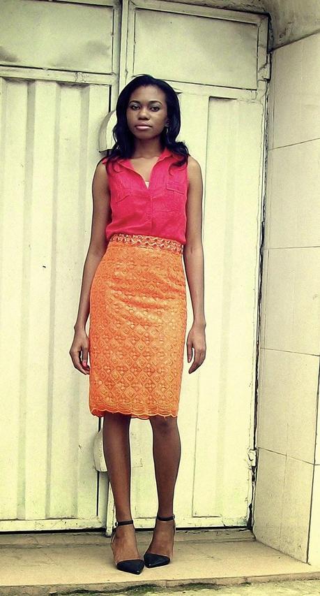 An Orange Lace Skirt