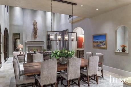 huge gray dining room two stories