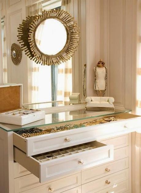 white dressing vanity drawers layered mirrors