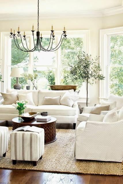 traditional all white living room
