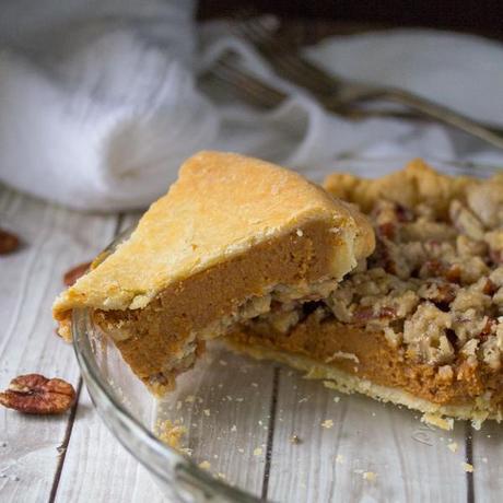 Bourbon Pumpkin Pie with Salted Brown Butter Pecan Streusel