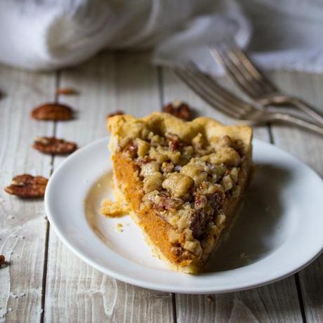 Bourbon Pumpkin Pie with Salted Brown Butter Pecan Streusel