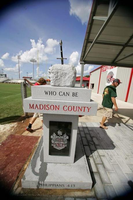 The scripture laden Madison County Red Raiders Monument and the Humanist Association who wants it gone