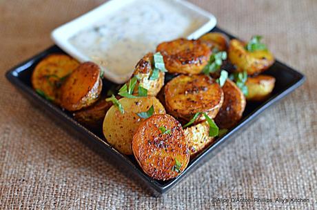 Ras el Hanout Roasted Baby Gold Potatoes with Labneh Sauce
