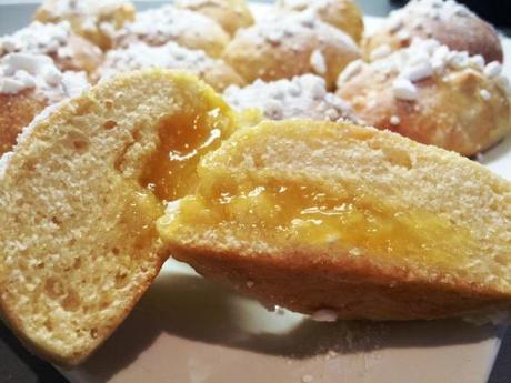 gooey filled lemon curd in meringue topped glazed doughnuts bake recipe