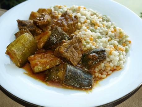 Iranian Zucchini and Beef Stew with Tri-Colour Cous-cous