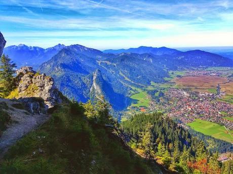 Views over Oberammergau and the Alps from the more technical route up the mountain.