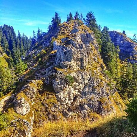 You will climb this as part of the Labersteig way. At the top you can see hikers.  It's not difficult, but you will be using your hands and feet on parts of it.