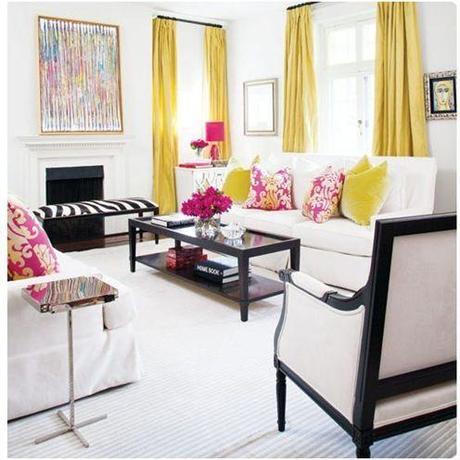 Decor Inspiration!  I am obsessed with black and white styling but adding yellow and pink as a punch of color is genius!! LOVE