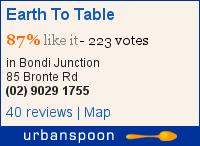 Earth To Table on Urbanspoon