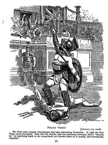 Punch cartoon (1906); Free Trade triumphs over...