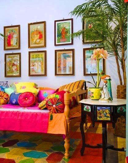 Traditional Indian Home with gallery wall