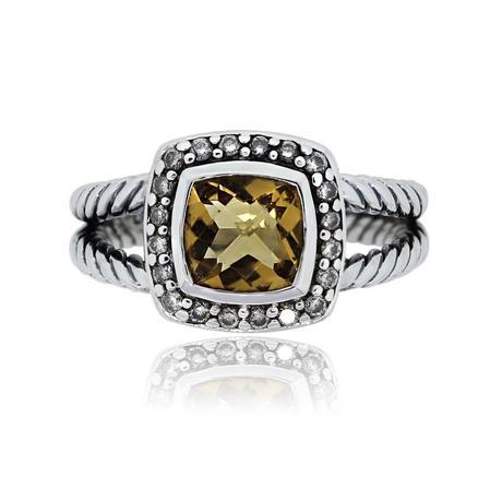 David Yurman Sterling Silver Petite Citrine & Diamond Albion Ring