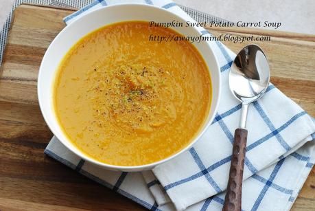 Pumpkin Sweet Potato Carrot Soup