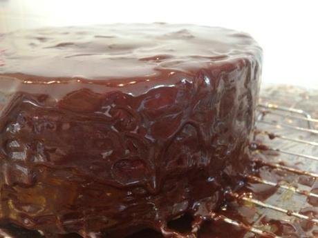 dark chocolate glaze covered schichttorte