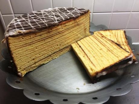 schichttorte 20 plus layers finished cake with chocolate glaze