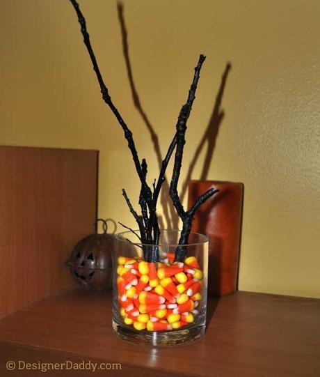 Candy Corn Crafts for Halloween - creepy twig  bouquet
