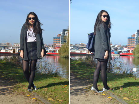 Daisybutter - UK Lifestyle and Fashion Blog: slogan t-shirt, zara leather skirt, lincoln brayford wharf