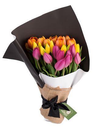 20x Multi-Coloured Tulips In Bouquet