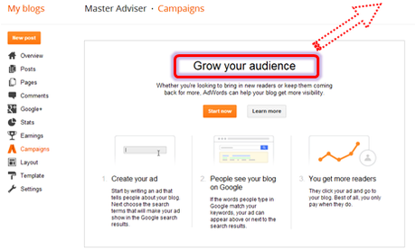 New Feature In Blogger: AdWords Campaign - Grow Your Audience