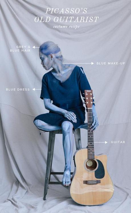 Picasso's Old Guitarist Halloween costume recipe with make-up tutorial