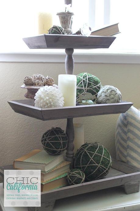 3 tier tray from Chic California Master Bedroom Tour