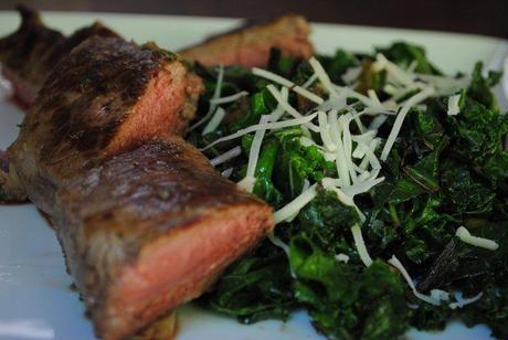 Tri Tip Steaks with Garlicky Kale